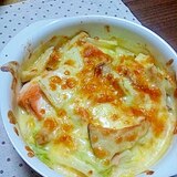 白菜と塩鮭の豆腐グラタン